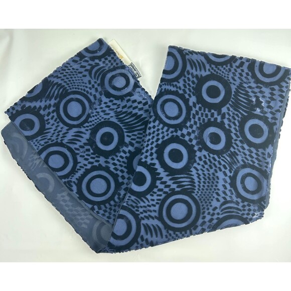 Cejon Silk Blend Blue Circle Dot Burnout Rectangle Scarf 9.5" X 58" NWT - Picture 3 of 6